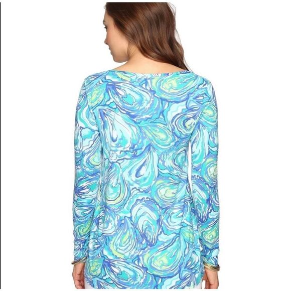 Lilly Pulitzer Women’s Top Sorella Oh Shucks Oyster Print Sparkling Blue XS - Picture 9 of 9